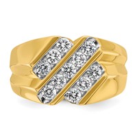 IBGoodman 14K Yellow Gold 0.75 Carat Lab Grown Diamond VS SI+ G+ Complete Polished and Grooved Men's Ring view 4