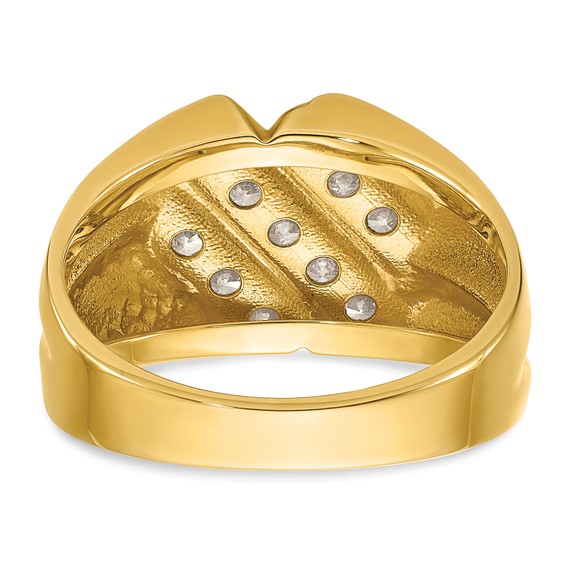 IBGoodman 14k 3/4 carat Lab Grown Diamond VS/SI+ G+ Complete Polished and Grooved Men's Ring