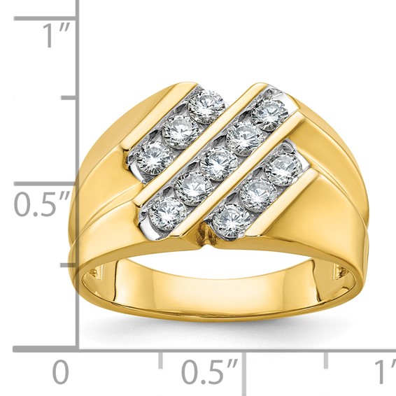 IBGoodman 14k Men's Polished and Grooved 3/4 Carat AA Quality Diamond Ring