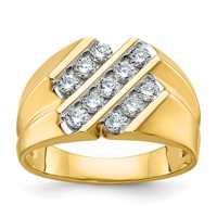 IBGoodman 14K Yellow Gold 0.75 Carat Lab Grown Diamond VS SI+ G+ Complete Polished and Grooved Men's Ring view 1