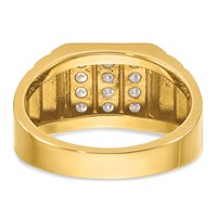 IBGoodman 14K Yellow Gold Ring with White Rhodium 0.33 Carat Lab Grown Diamond VS SI+ G+ Polished Satin and Grooved Three Row Men's Cluster view 5