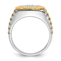 IBGoodman 14K Two-Tone 1.17 Carat Lab Grown Diamond VS SI+ G+ Complete Ribbed Men's Cluster Ring view 2