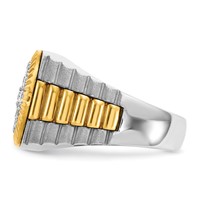 IBGoodman 14K Two-Tone 1.17 Carat Lab Grown Diamond VS SI+ G+ Complete Ribbed Men's Cluster Ring view 3