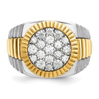 IBGoodman 14K Two-Tone 1.17 Carat Lab Grown Diamond VS SI+ G+ Complete Ribbed Men's Cluster Ring view 4