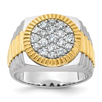 IBGoodman 14K Two-Tone 1.17 Carat Lab Grown Diamond VS SI+ G+ Complete Ribbed Men's Cluster Ring view 1