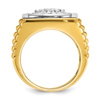 IBGoodman 14K Two-Tone 1.88 Carat Lab Grown Diamond VS SI+ G+ Complete Ribbed Men's Cluster Ring view 2