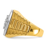 IBGoodman 14K Two-Tone 1.88 Carat Lab Grown Diamond VS SI+ G+ Complete Ribbed Men's Cluster Ring view 3