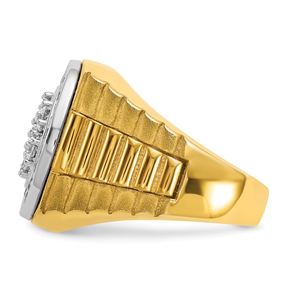 14k Two-Tone 1 7/8 ct Lab Grown Dia VS+ F+ Comp Men's Cluster Ring