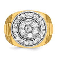 IBGoodman 14K Two-Tone 1.88 Carat Lab Grown Diamond VS SI+ G+ Complete Ribbed Men's Cluster Ring view 4