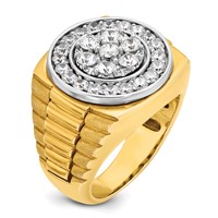 IBGoodman 14K Two-Tone 1.88 Carat Lab Grown Diamond VS SI+ G+ Complete Ribbed Men's Cluster Ring view 5
