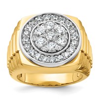 IBGoodman 14K Two-Tone 1.88 Carat Lab Grown Diamond VS SI+ G+ Complete Ribbed Men's Cluster Ring view 1