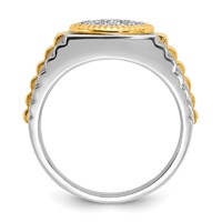 IBGoodman 14K Two-Tone 0.50 Carat Lab Grown Diamond VS SI+ G+ Complete Ribbed Men's Cluster Ring view 2