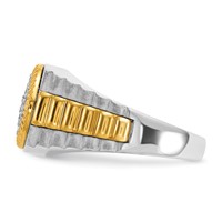 IBGoodman 14K Two-Tone 0.50 Carat Lab Grown Diamond VS SI+ G+ Complete Ribbed Men's Cluster Ring view 3