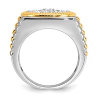 IBGoodman 14K Two-Tone 2 Carat Lab Grown Diamond VS SI+ G+ Complete Ribbed Men's Cluster Ring view 2