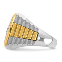 IBGoodman 14K Two-Tone 2 Carat Lab Grown Diamond VS SI+ G+ Complete Ribbed Men's Cluster Ring view 3