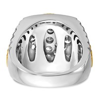 IBGoodman 14K Two-Tone 2 Carat Lab Grown Diamond VS SI+ G+ Complete Ribbed Men's Cluster Ring view 5
