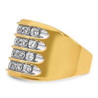 IBGoodman 14K Yellow Gold Ring with White Rhodium 3.75 Carat Lab Grown Diamond VS SI+ G+ Complete Four Row Men's view 3