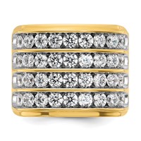 IBGoodman 14K Yellow Gold Ring with White Rhodium 3.75 Carat Lab Grown Diamond VS SI+ G+ Complete Four Row Men's view 4