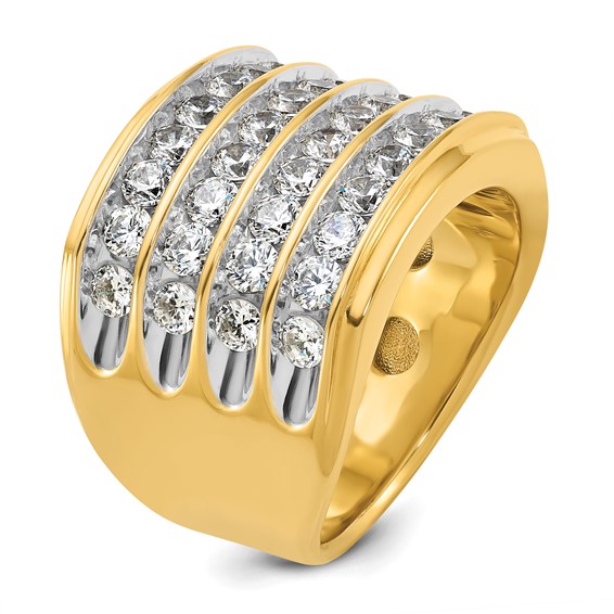 IBGoodman 14k with White Rhodium 3 3/4 carat Lab Grown Diamond VS/SI+ G+ Complete Four Row Men's Ring