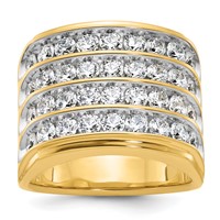 IBGoodman 14K Yellow Gold Ring with White Rhodium 3.75 Carat Lab Grown Diamond VS SI+ G+ Complete Four Row Men's view 1