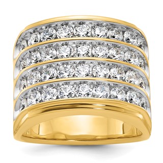 IBGoodman 14k with White Rhodium 3 3/4 carat Lab Grown Diamond VS/SI+ G+ Complete Four Row Men's Ring