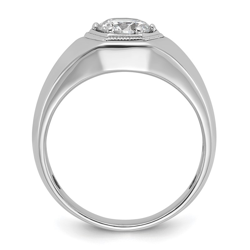IBGoodman 14k White Gold 1 carat Lab Grown Diamond VS/SI+ G+ Complete Polished and Beaded Men's Ring