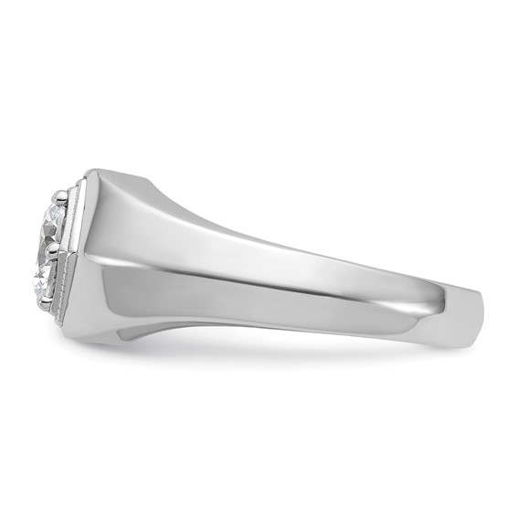 IBGoodman 14k White Gold 1 carat Lab Grown Diamond VS/SI+ G+ Complete Polished and Beaded Men's Ring