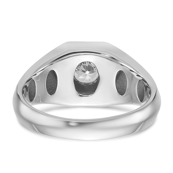 IBGoodman 14k White Gold 1 carat Lab Grown Diamond VS/SI+ G+ Complete Polished and Beaded Men's Ring