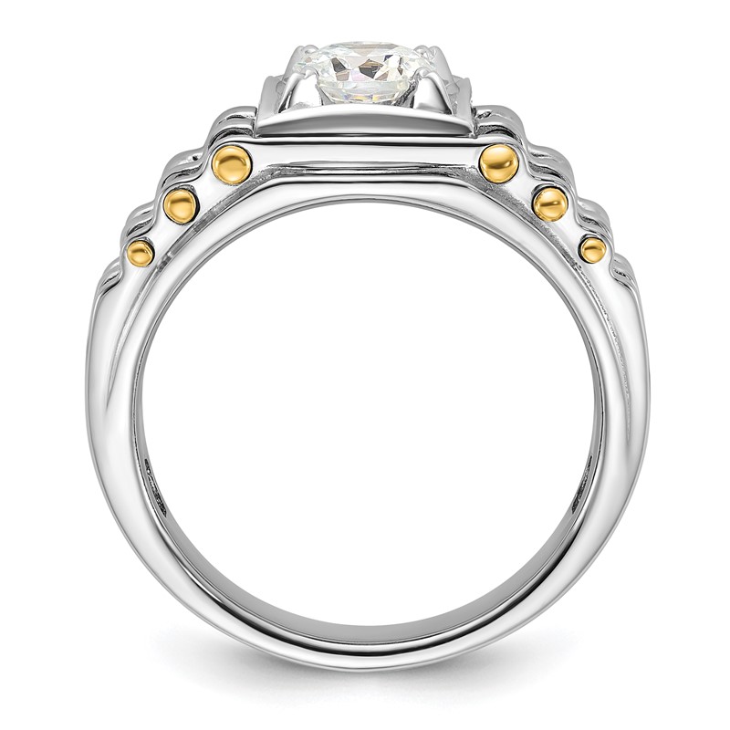 IBGoodman 14k Two-tone 1 carat Lab Grown Diamond VS/SI+ G+ Polished and Brushed Textured Complete Men's Ring