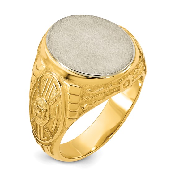 IB Goodman 14k Two-tone Engravable 14x16.5mm Oval Mens Signet Ring