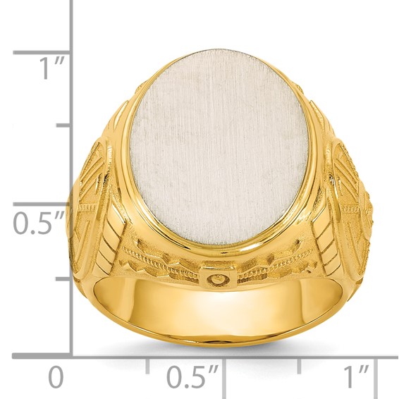IB Goodman 14k Two-tone Engravable 14x16.5mm Oval Mens Signet Ring