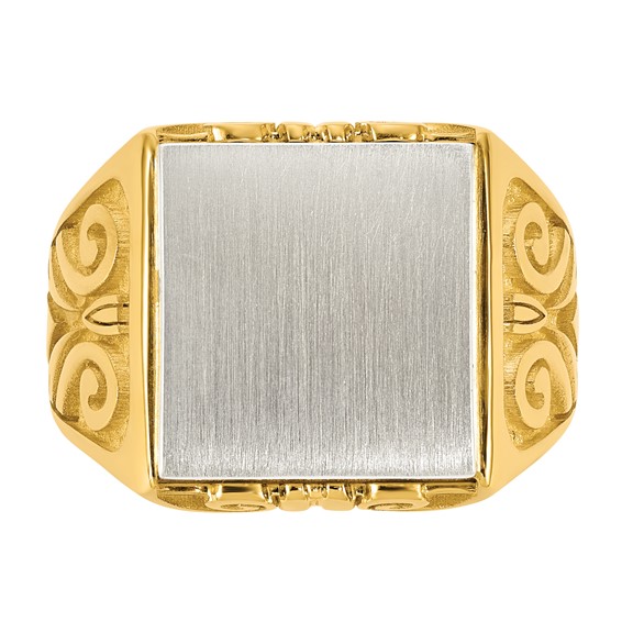 IB Goodman 14k Two-tone Engravable 13.5x14.5mm Square Mens Signet Ring