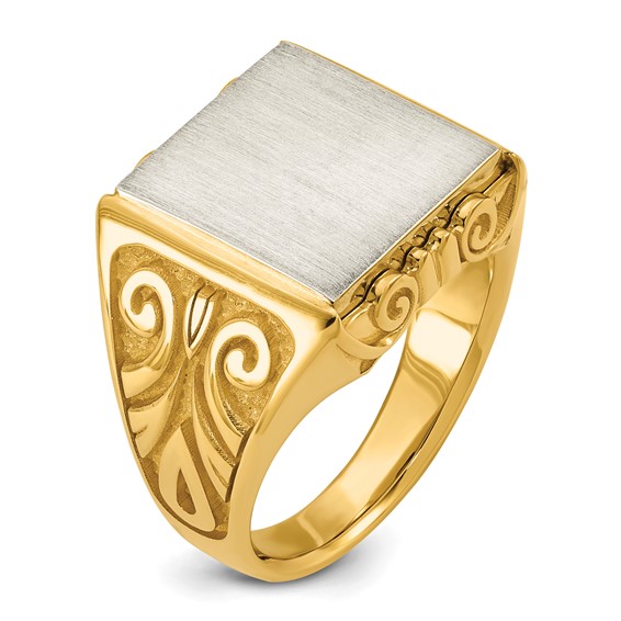 IB Goodman 14k Two-tone Engravable 13.5x14.5mm Square Mens Signet Ring