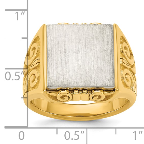IB Goodman 14k Two-tone Engravable 13.5x14.5mm Square Mens Signet Ring