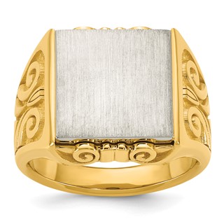 IB Goodman 14k Two-tone Engravable 13.5x14.5mm Square Mens Signet Ring