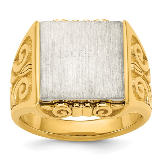 IB Goodman 14k Two-tone Engravable 13.5x14.5mm Square Mens Signet Ring