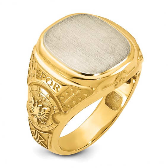IB Goodman 14k Two-tone Engravable 13.5x15.5mm Cushion Mens Signet Ring