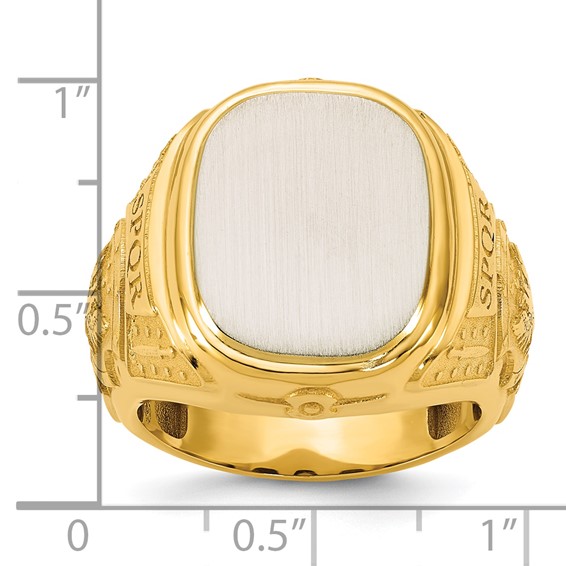 IB Goodman 14k Two-tone Engravable 13.5x15.5mm Cushion Mens Signet Ring
