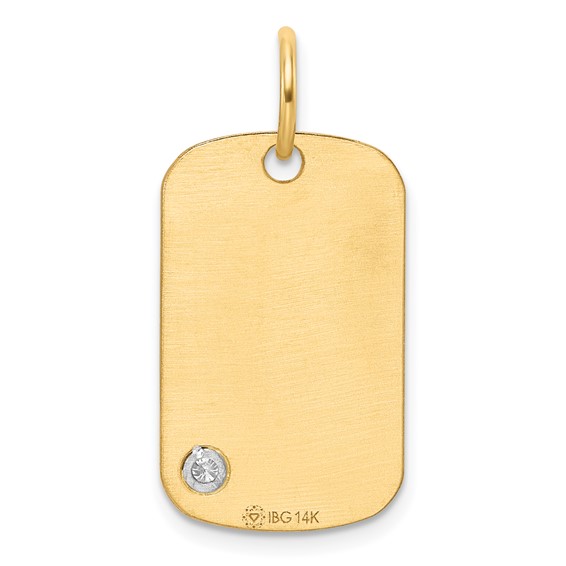 14K Yellow 24x14.4 Dog Tag  14K White TUBE       1-2.4MM CZ Mounting