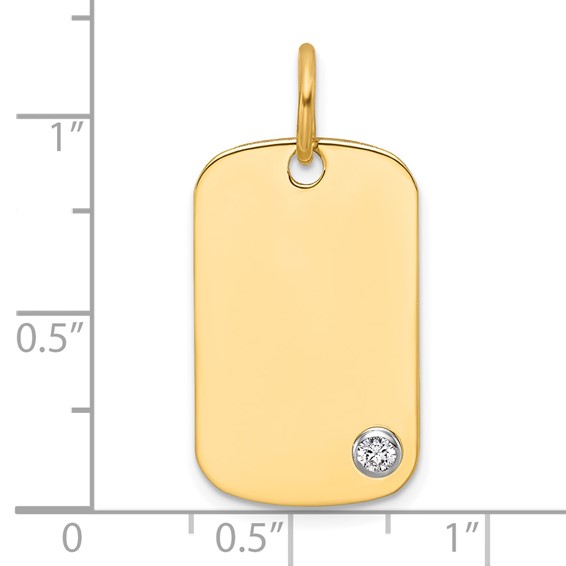 14K Yellow 24x14.4 Dog Tag  14K White TUBE       1-2.4MM CZ Mounting