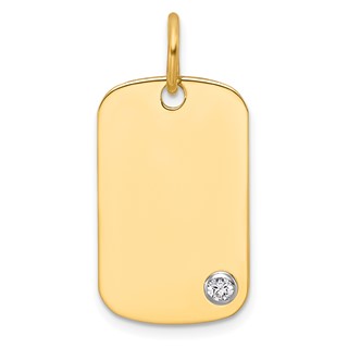 14K Yellow 24x14.4 Dog Tag  14K White TUBE       1-2.4MM CZ Mounting