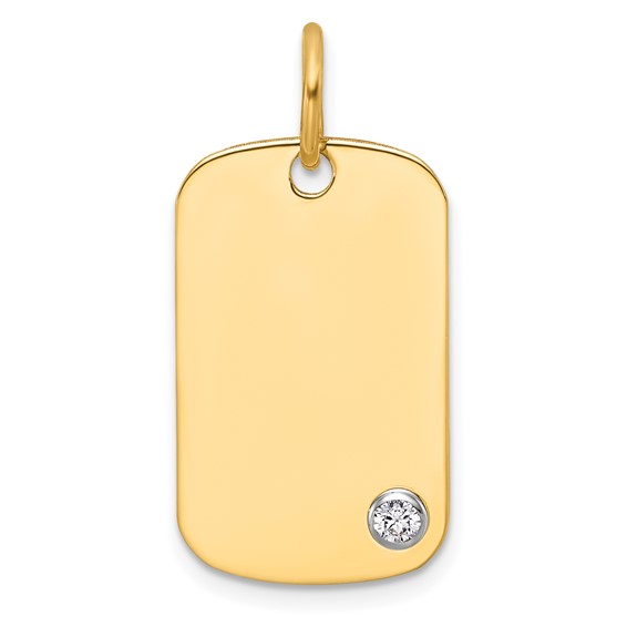 14K Yellow 24x14.4 Dog Tag  14K White TUBE       1-2.4MM CZ Mounting