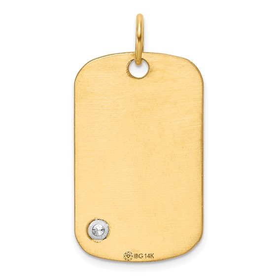 14K Yellow 32X19.2 Dog Tag  14K White TUBE    1-2.8MM CZ  Mounting