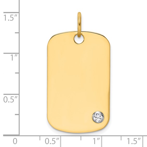 14K Yellow 32X19.2 Dog Tag  14K White TUBE    1-2.8MM CZ  Mounting