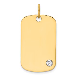 14K Yellow 32X19.2 Dog Tag  14K White TUBE    1-2.8MM CZ  Mounting