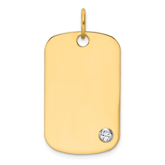 14K Yellow 32X19.2 Dog Tag  14K White TUBE    1-2.8MM CZ  Mounting