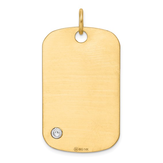 14K Yellow 40X24 Dog Tag  14K White; 4.2MM TUBE;    1-3MM CZ Mounting