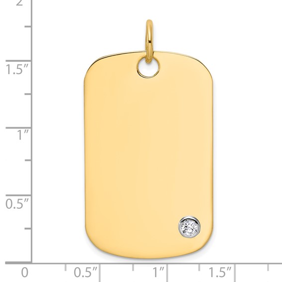 14K Yellow 40X24 Dog Tag  14K White; 4.2MM TUBE;    1-3MM CZ Mounting