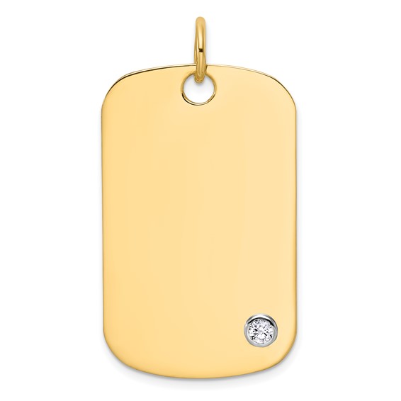 14K Yellow 40X24 Dog Tag  14K White; 4.2MM TUBE;    1-3MM CZ Mounting