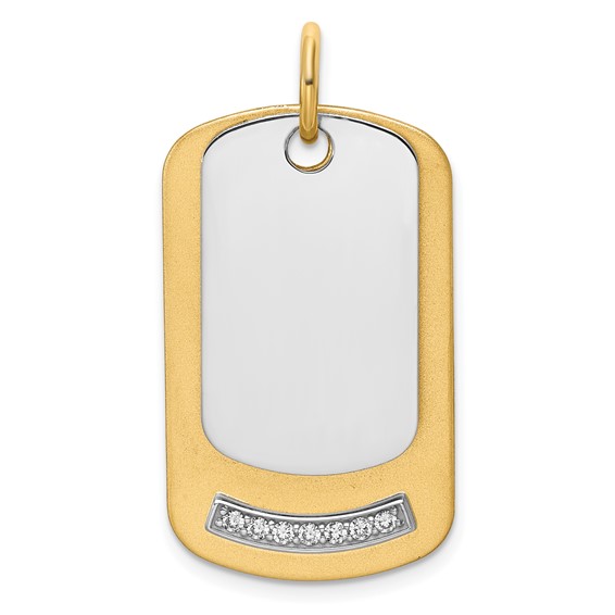 14K Yellow 32x19.2 Dog Tag  .027" 14K White 24x14.4 Dog Tag .027" Mount